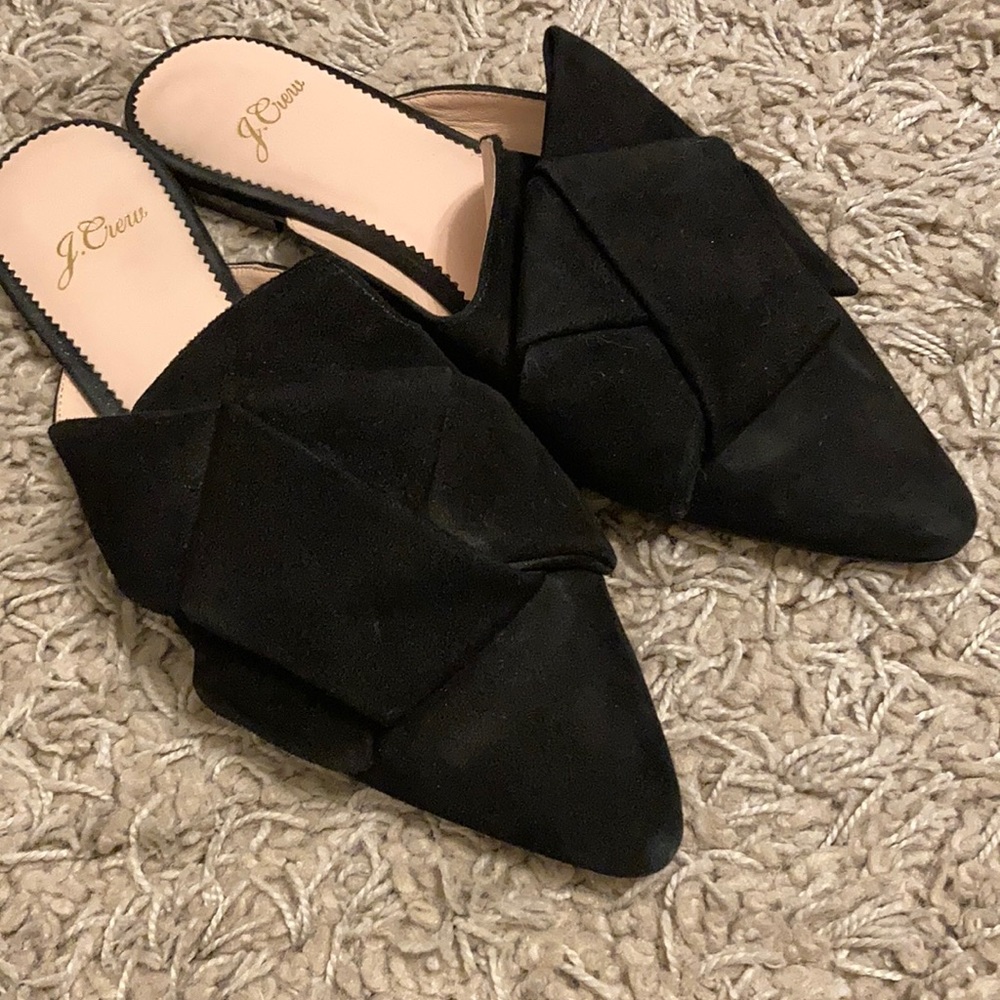 Black suede jcrew slides